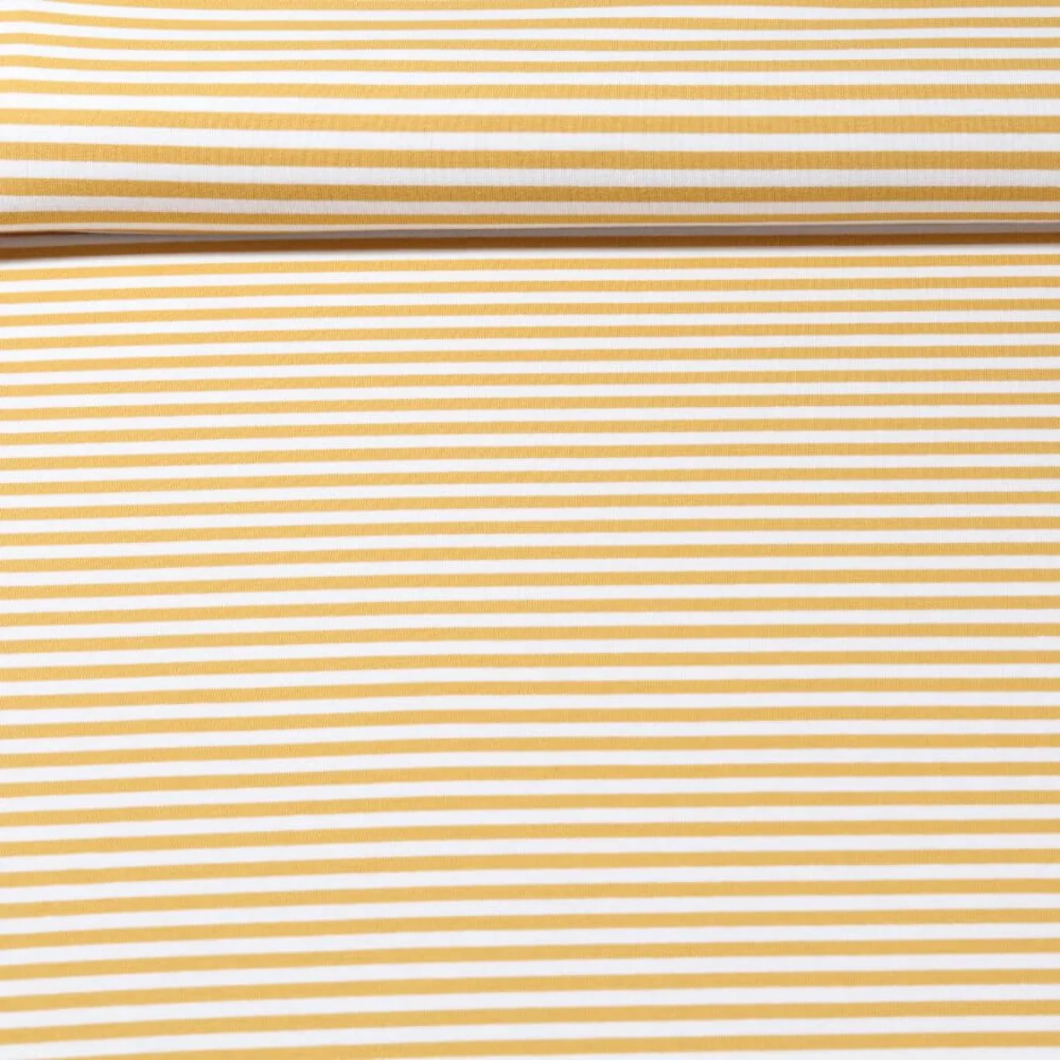 Jacquard Jersey Streifen Midi Ecru Ocker