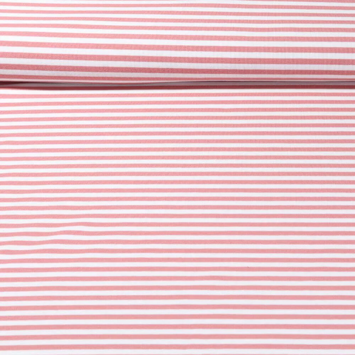 Jacquard Jersey Streifen Midi Ecru Rosa