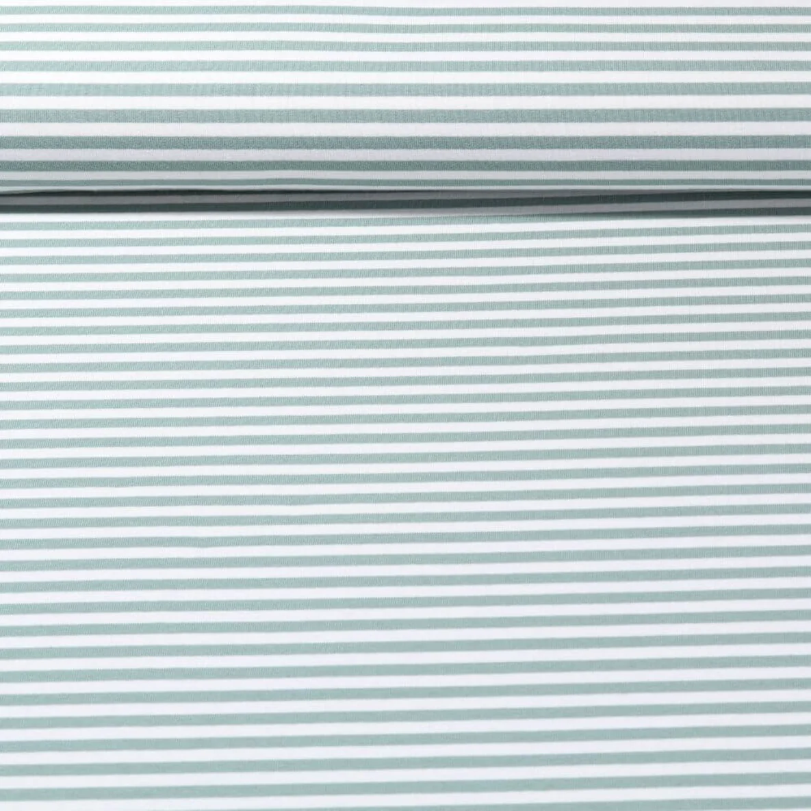 Jacquard Jersey Streifen Midi Ecru Salbeigrün