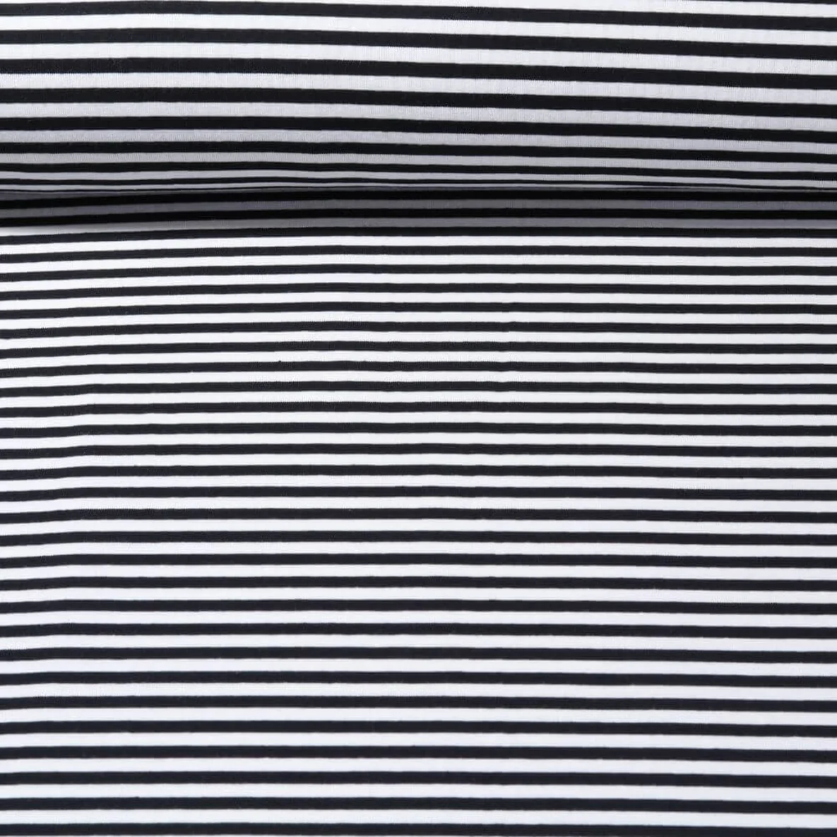 Jacquard Jersey Streifen Midi Ecru Schwarz