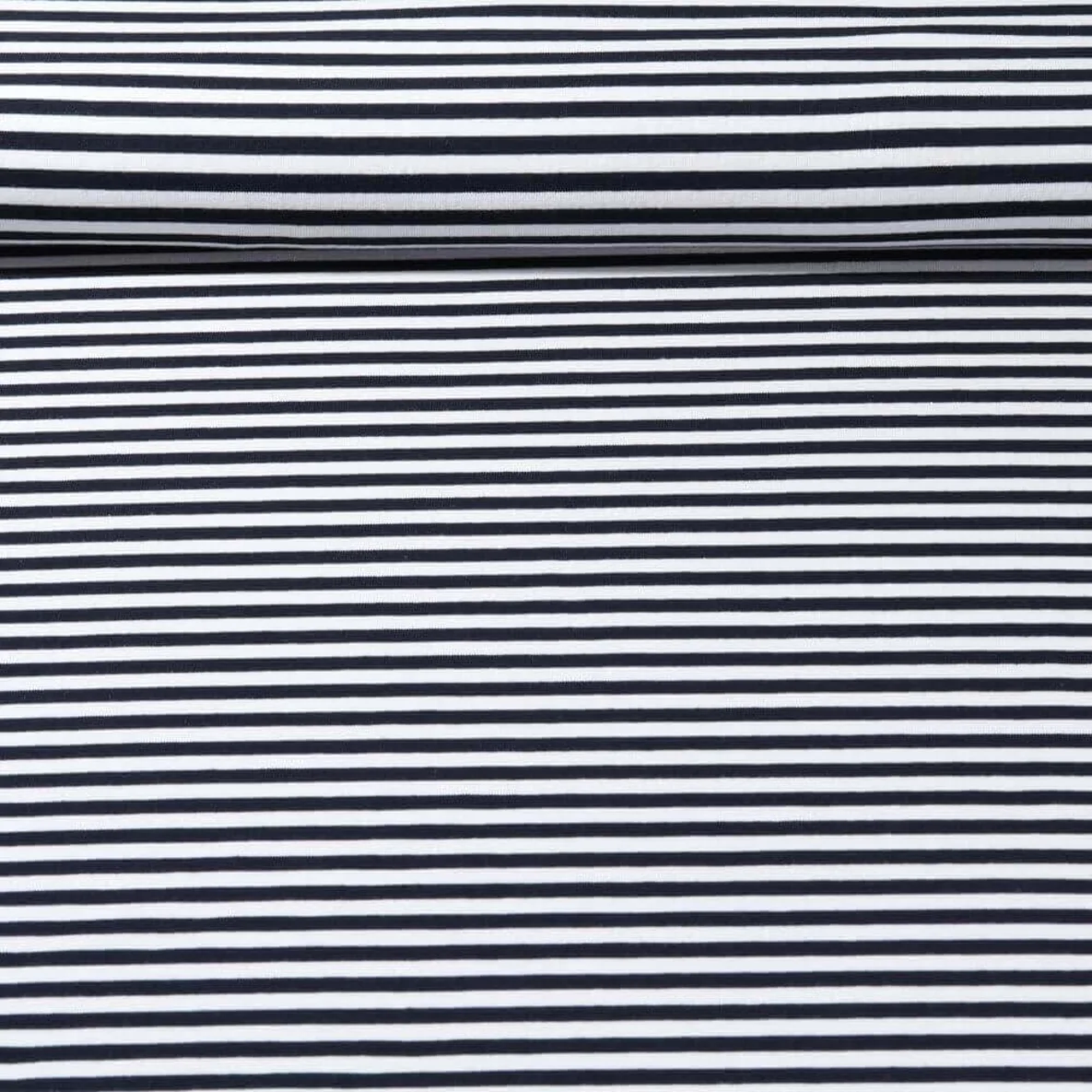 Jacquard Jersey Streifen Midi Ecru Schwarzblau