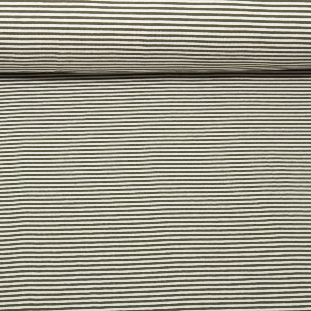 Jacquard Jersey Streifen Mini Ecru Armygrün