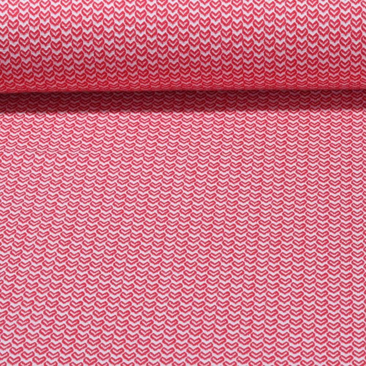 Jacquard Jersey "Sweetheart Knit" Ecru Rot