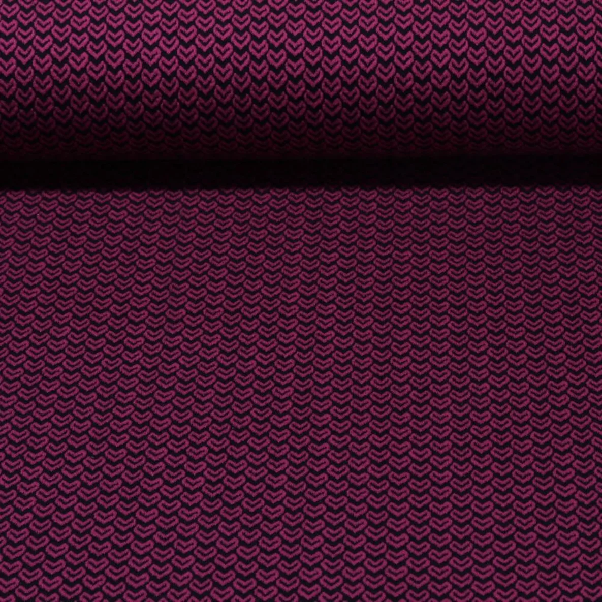 Jacquard Jersey "Sweetheart Knit" Schwarz Magenta
