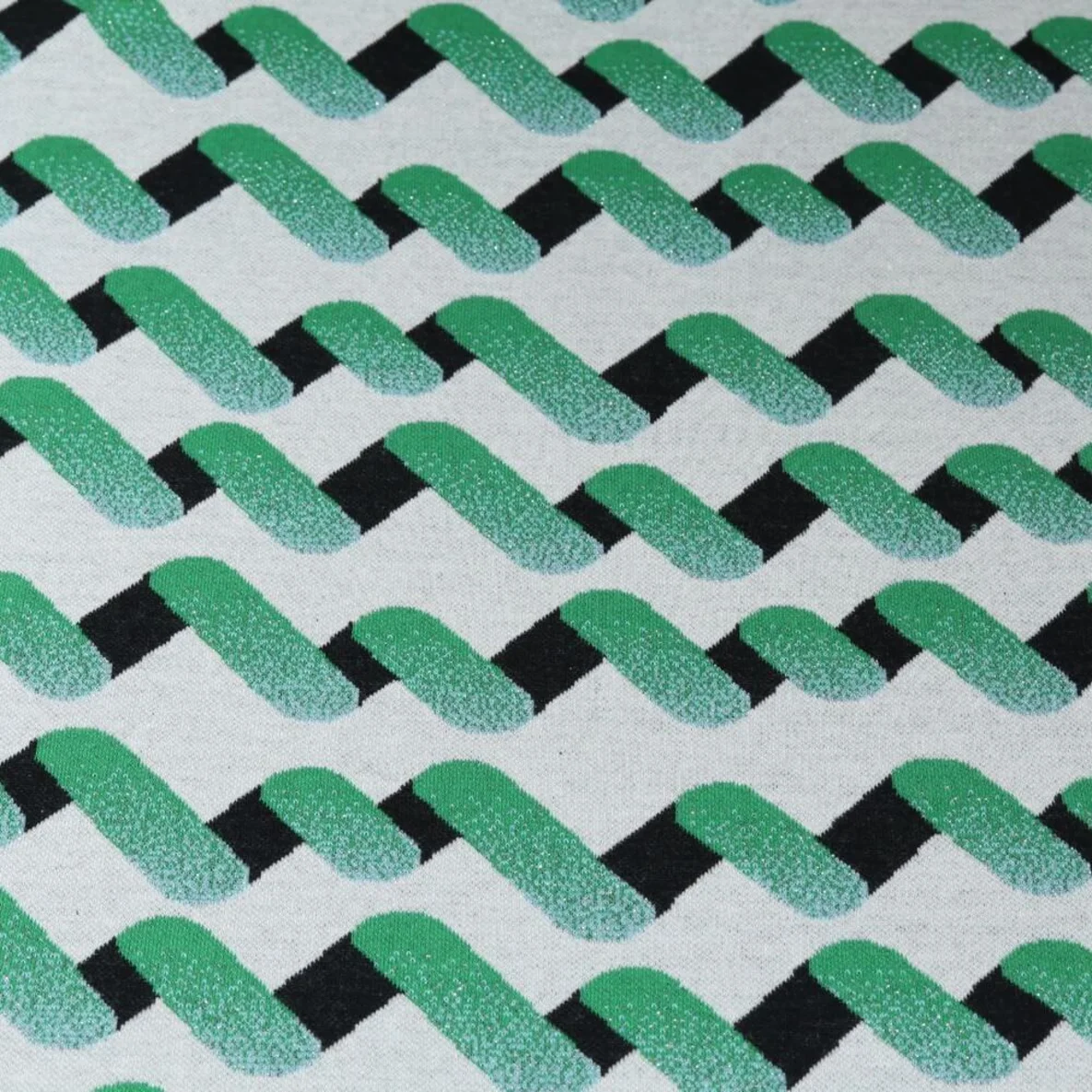 Jacquard Jersey "Up and Down" Grau Grün