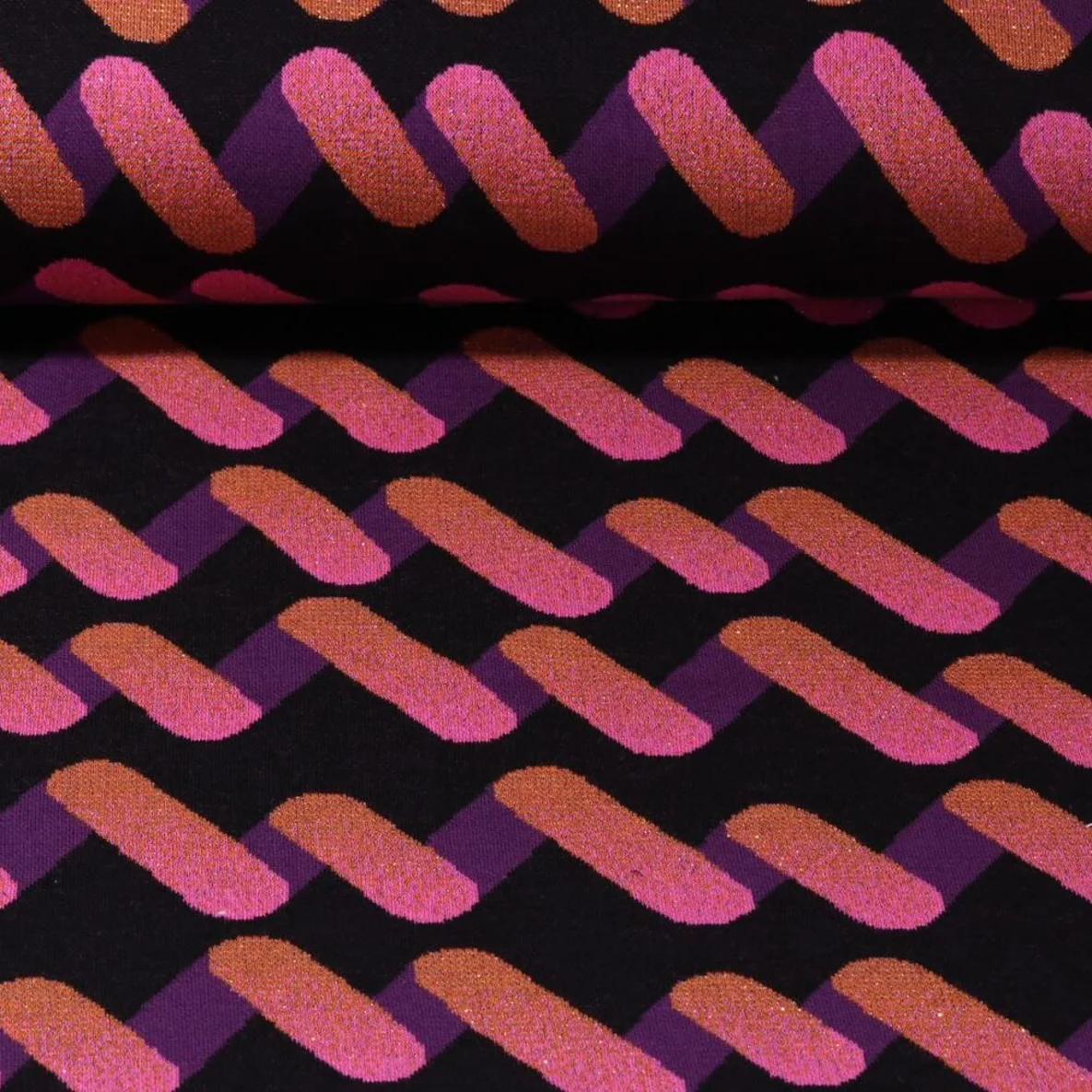 Jacquard Jersey "Up and Down" Schwarz