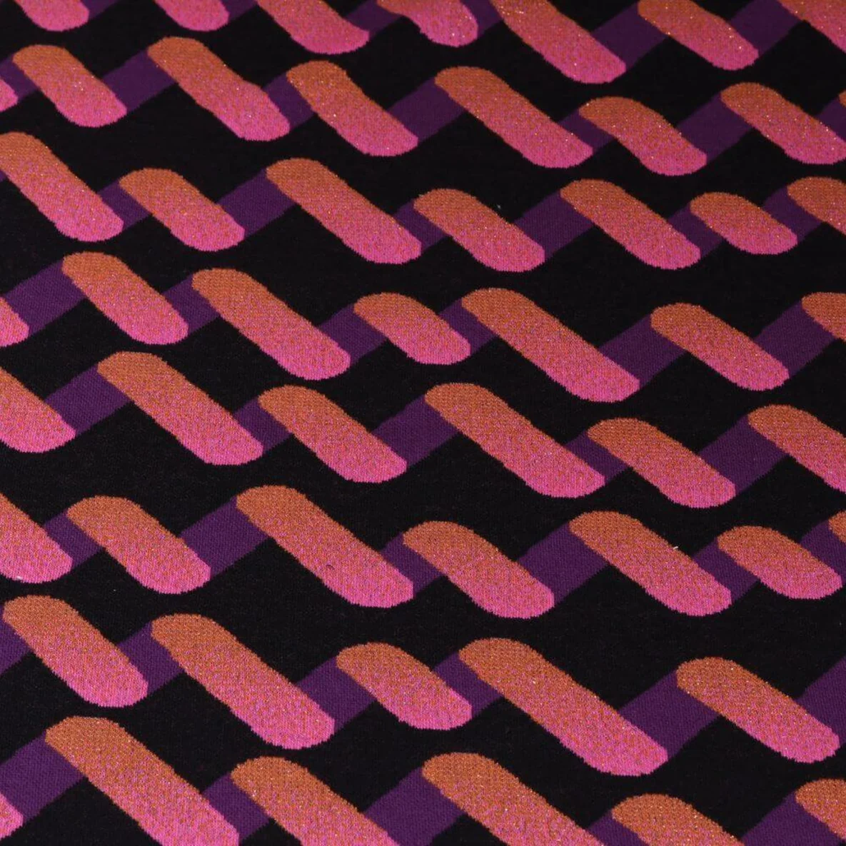 Jacquard Jersey "Up and Down" Schwarz