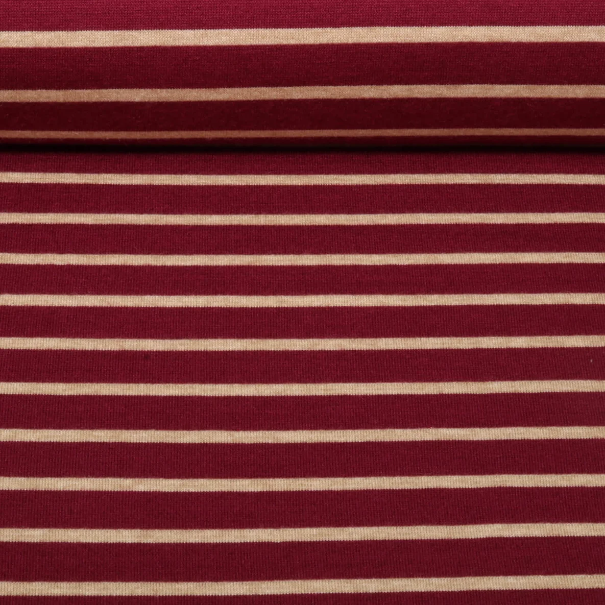 Jacquard Strickjersey Streifen Bordeaux Beige