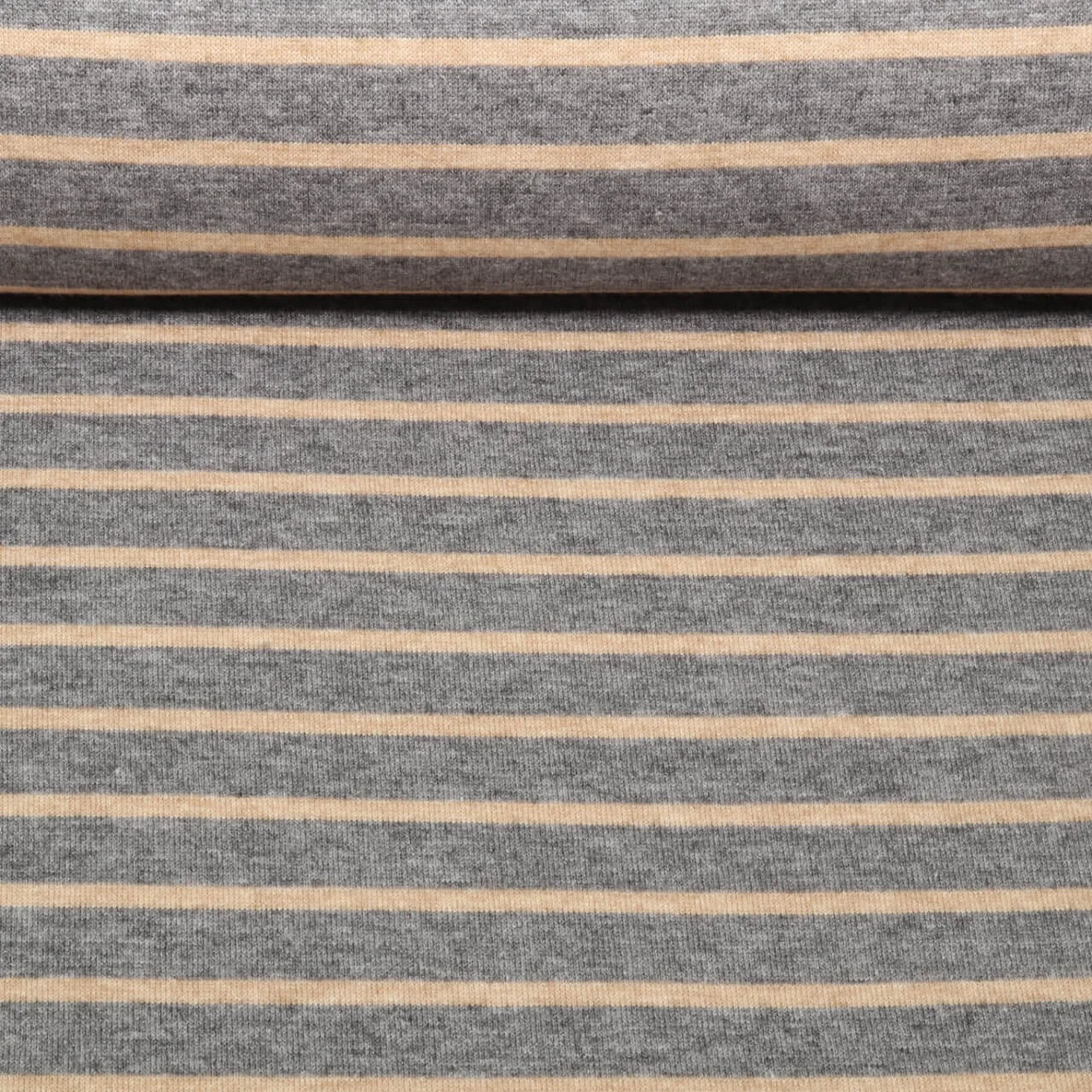 Jacquard Strickjersey Streifen Grau Beige