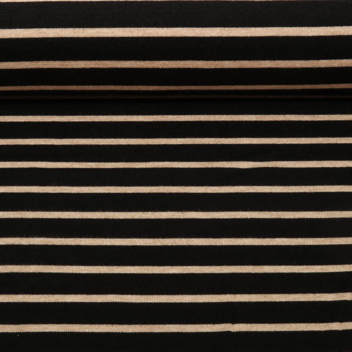 Jacquard Strickjersey Streifen Schwarz Beige