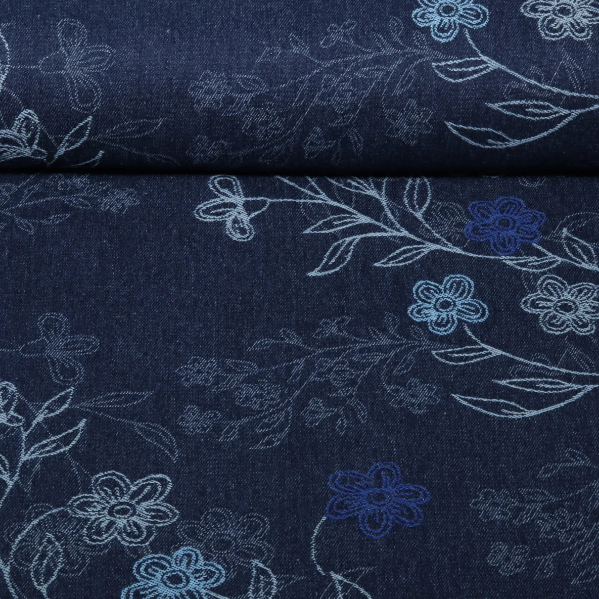 Jeans B-Trendy Jacquard Blumenranken Navy