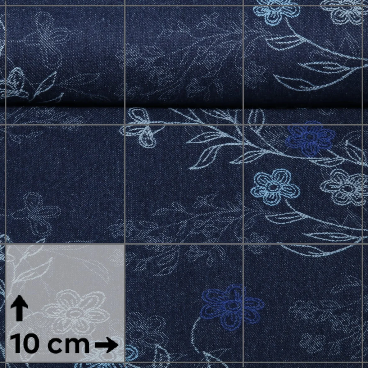Jeans B-Trendy Jacquard Blumenranken Navy