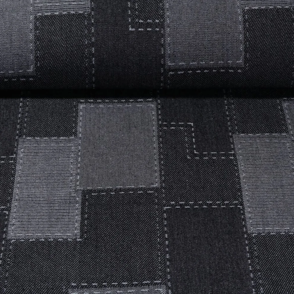 Jeans Jacquard Patchwork Schwarz