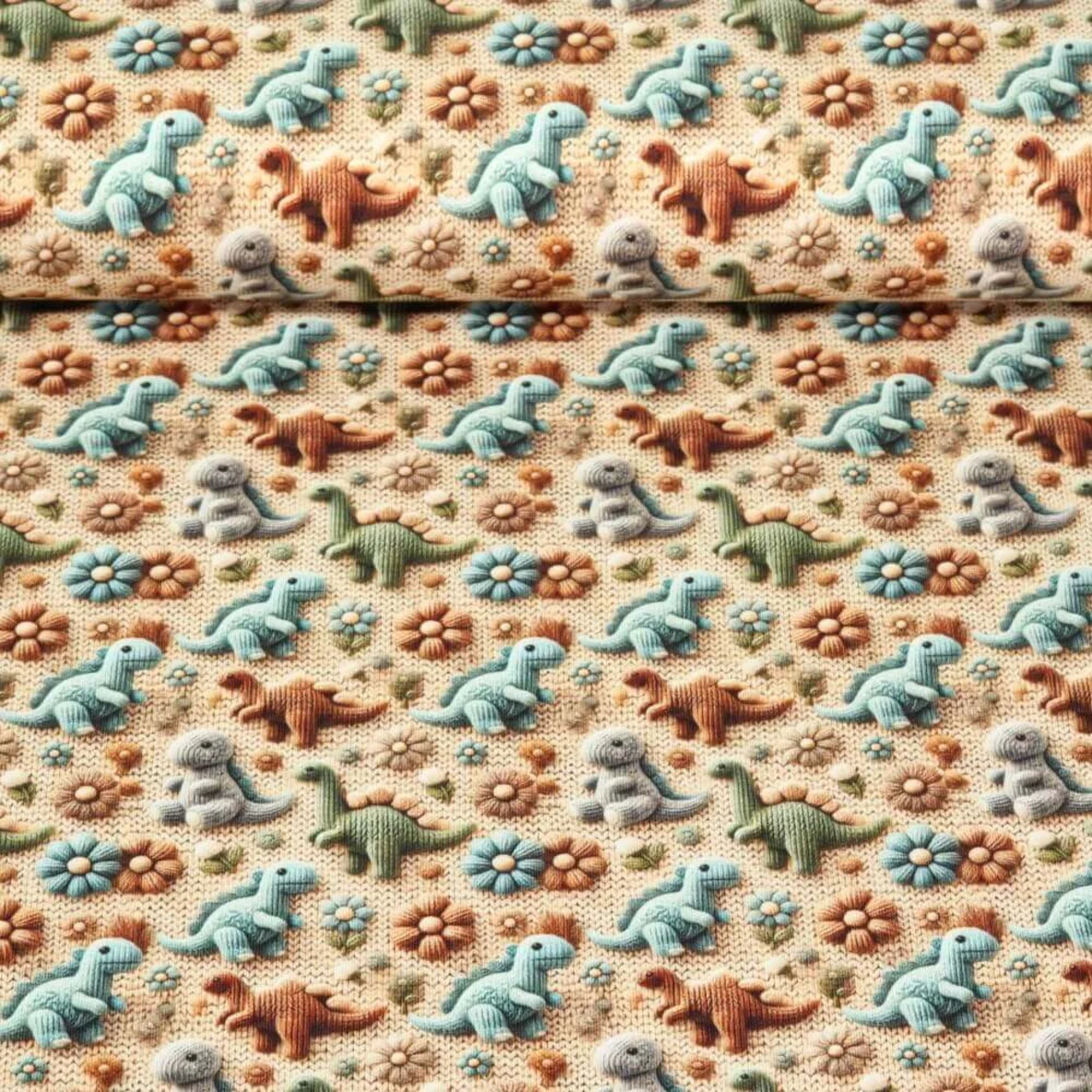 Jersey 3D Strickoptik Dinos Sand