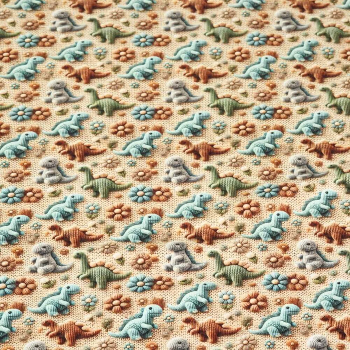 Jersey 3D Strickoptik Dinos Sand