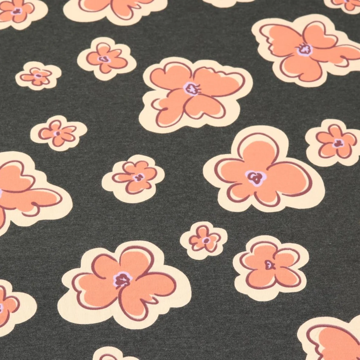 Jersey Blüten Anthrazit Melange