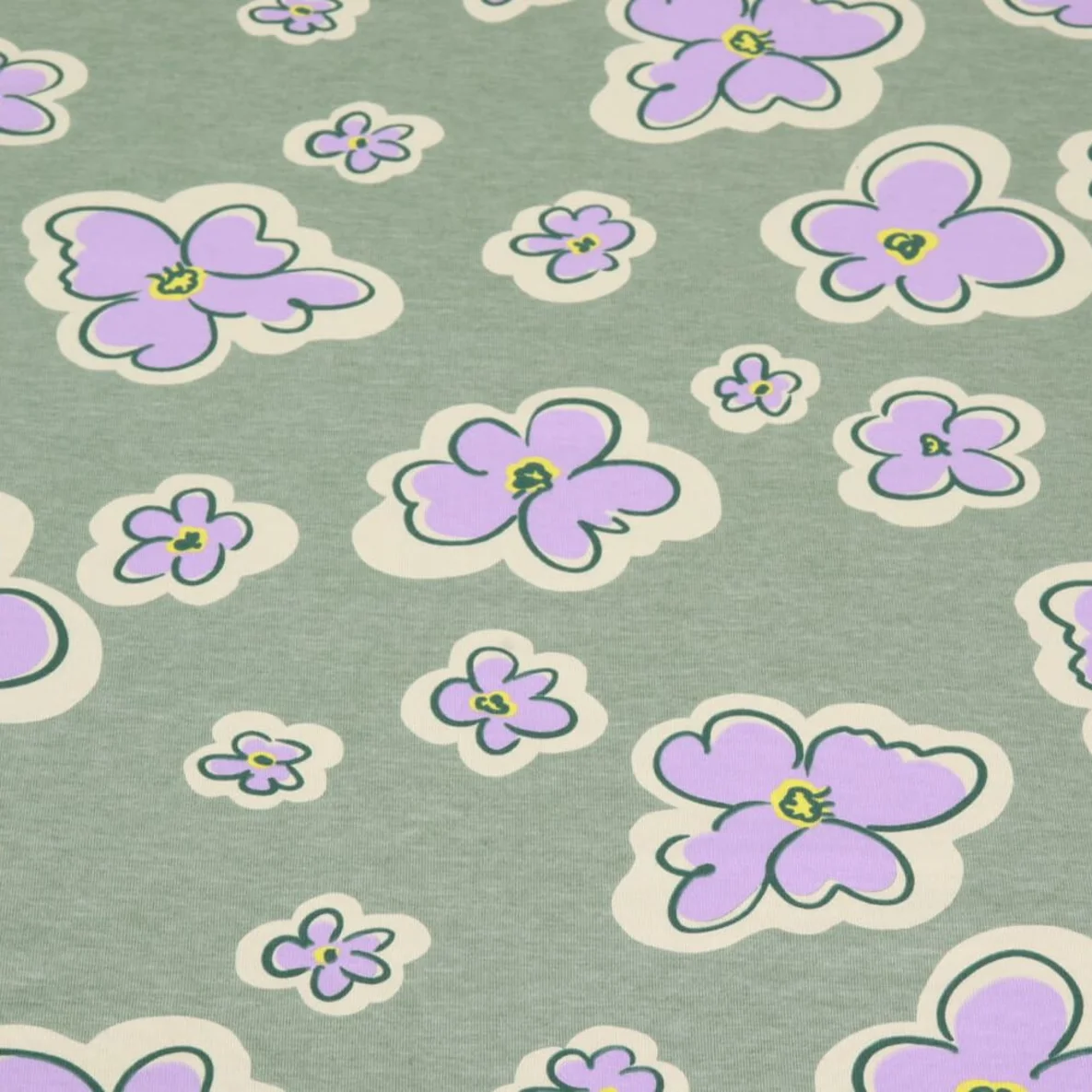 Jersey Blüten Hellgrün Melange