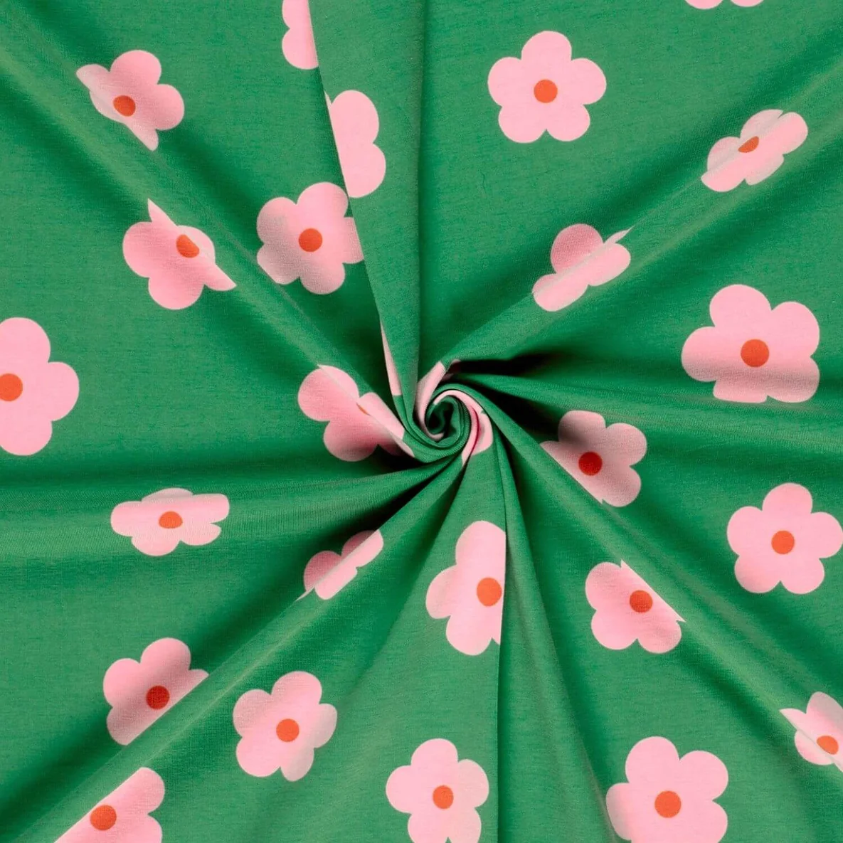 Jersey Blumen Grün