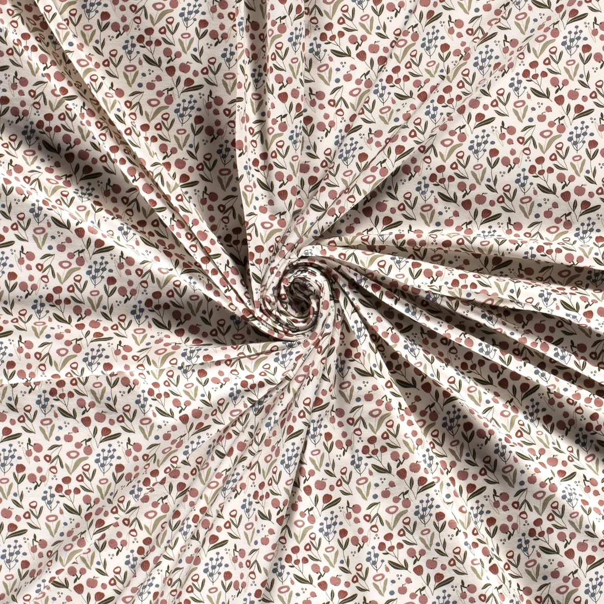 Jersey Blumen und Obst Offwhite