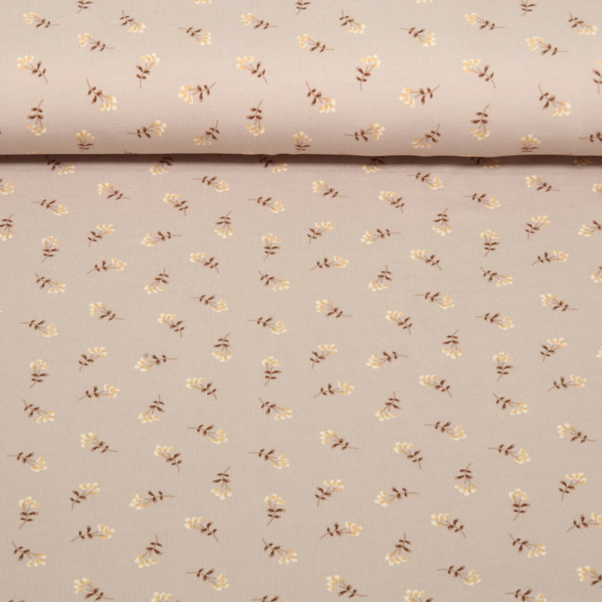 Jersey Blumenzweige Beige