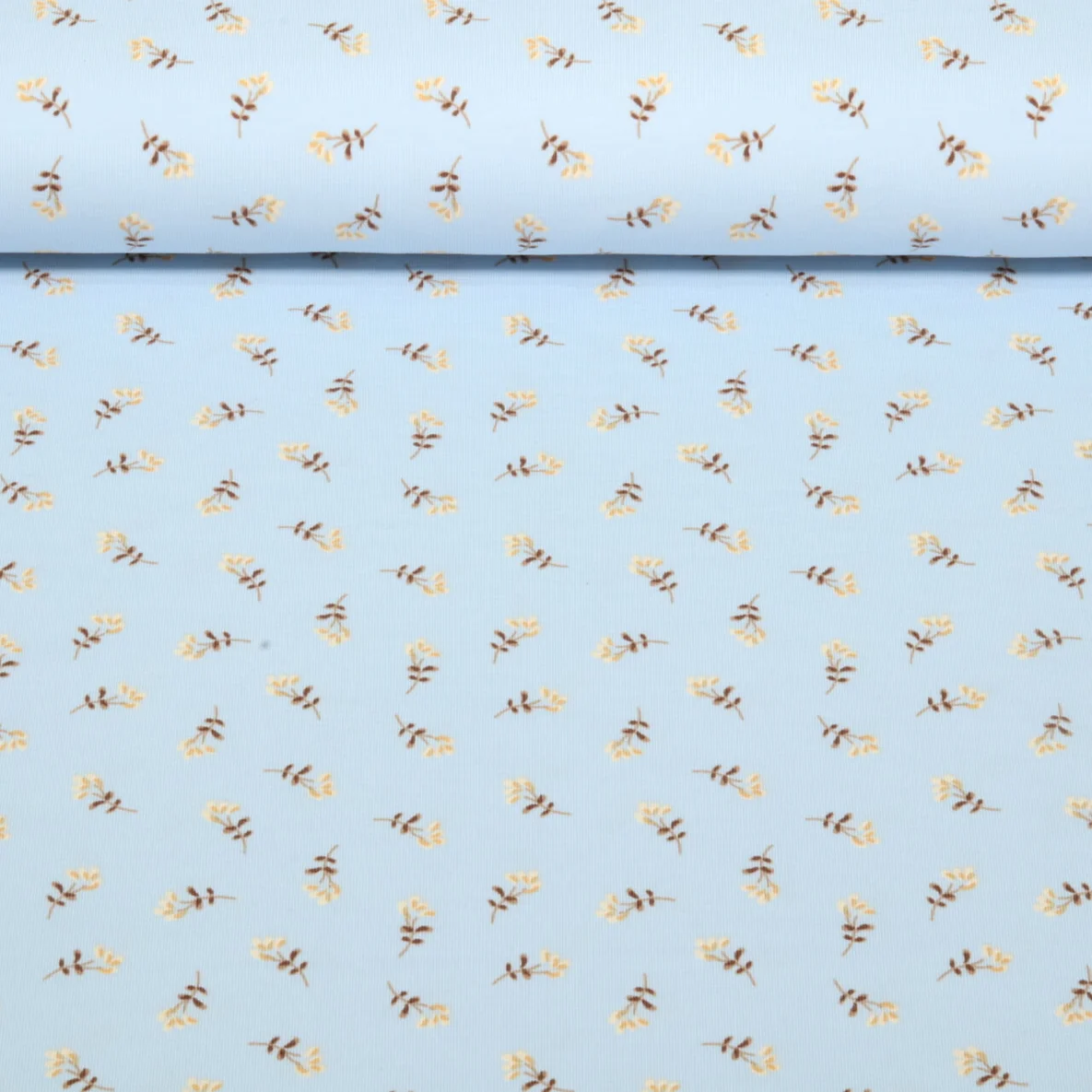 Jersey Blumenzweige Hellblau