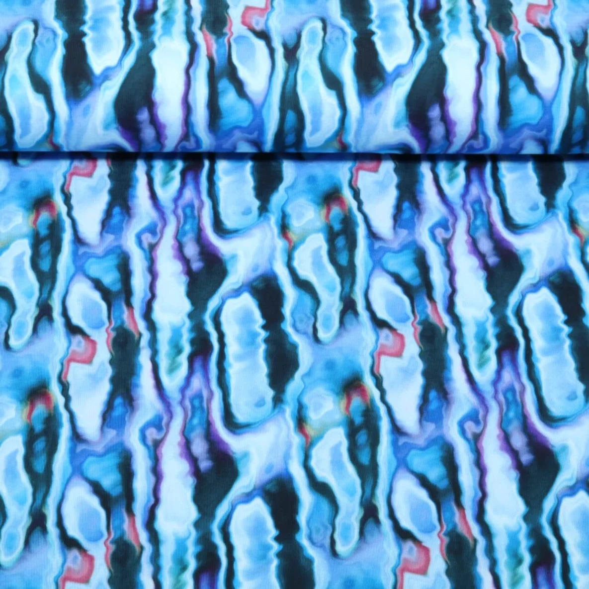 Jersey Digitaldruck Aquarell Formen Blau