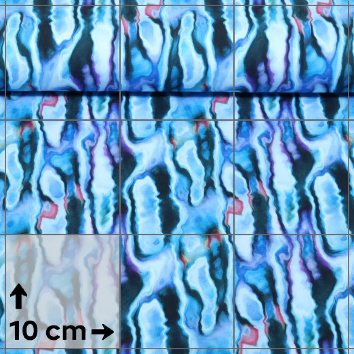 Jersey Digitaldruck Aquarell Formen Blau