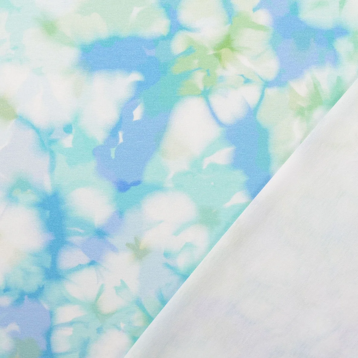 Jersey Digitaldruck Batikblüten Hellblau