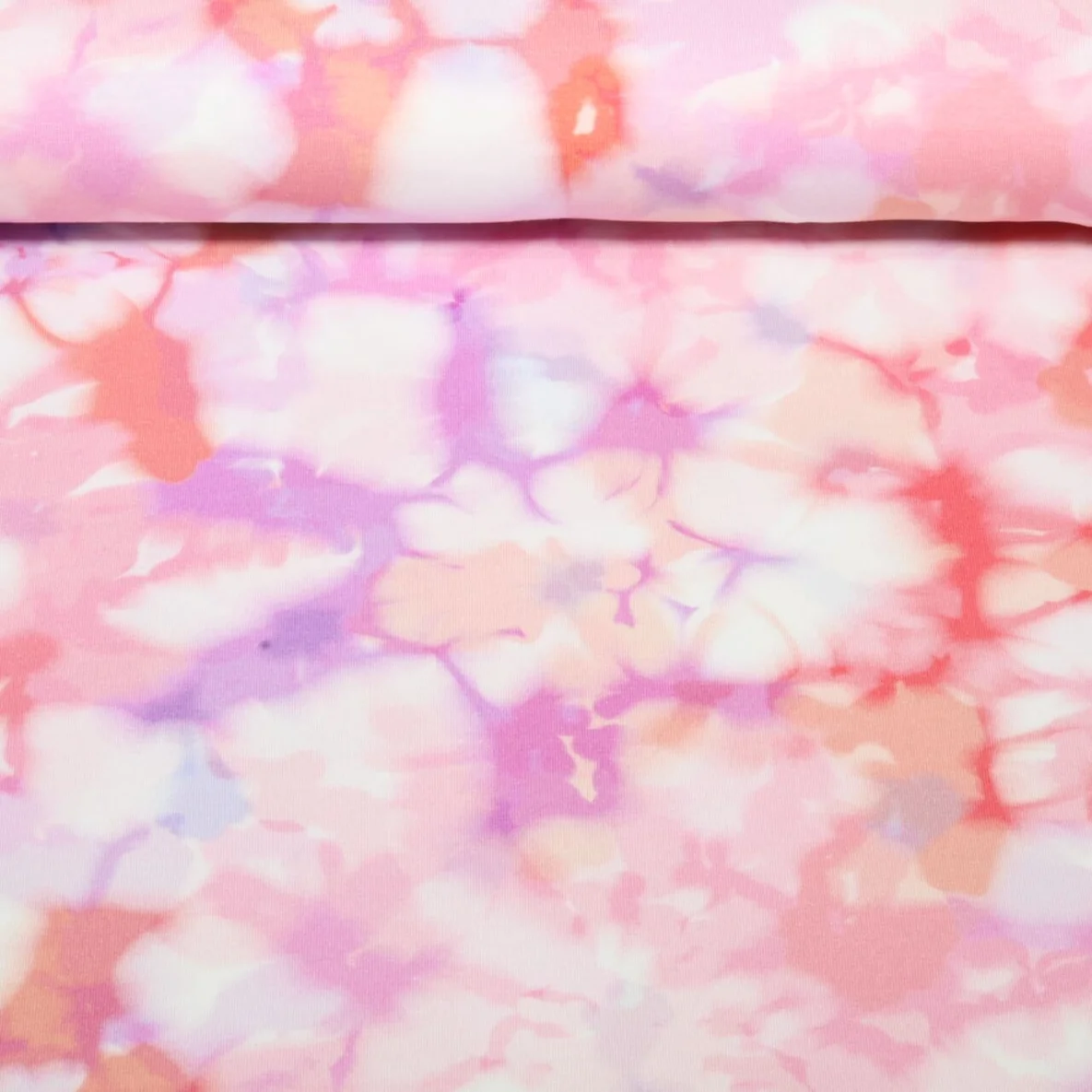 Jersey Digitaldruck Batikblüten Rosa