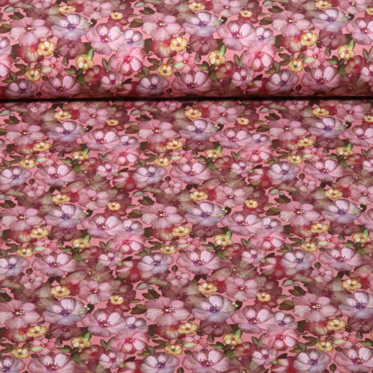 Jersey Digitaldruck Blüten Altrosa