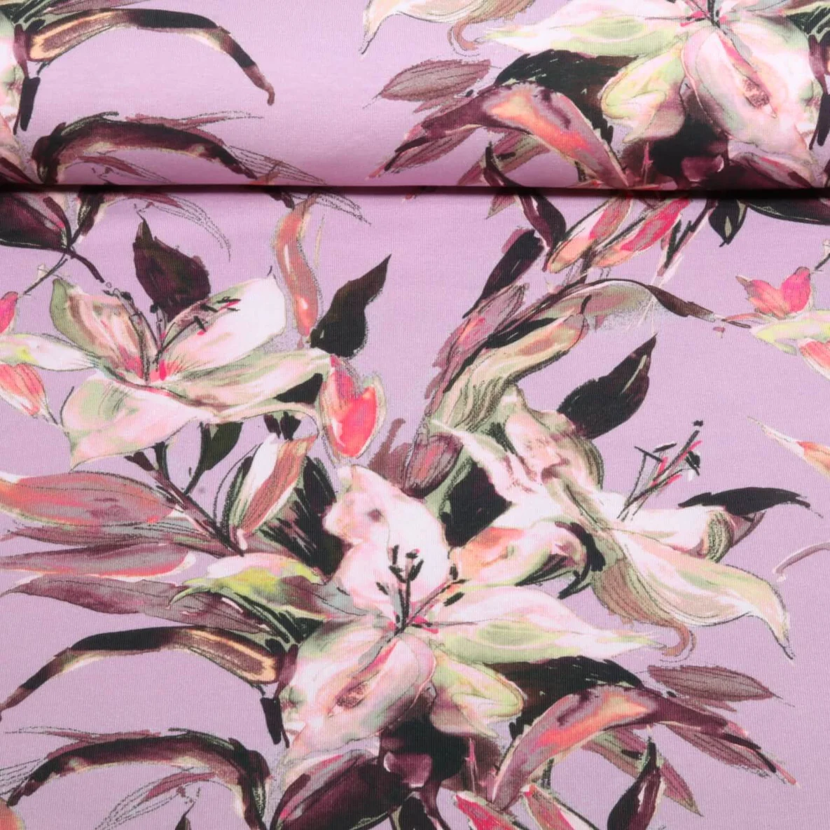 Jersey Digitaldruck Lilien Altrosa