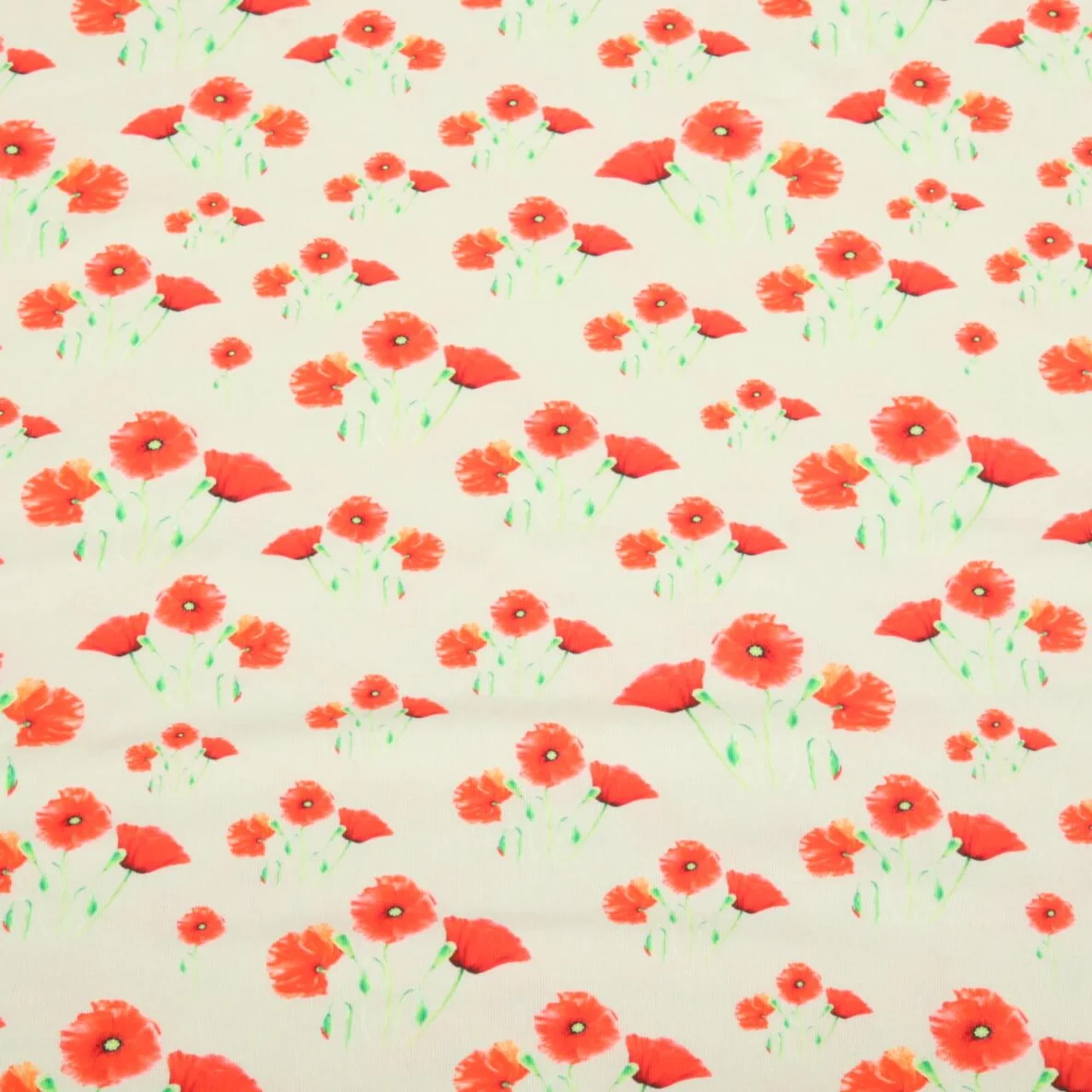 Jersey Digitaldruck Mohnblumen Beige