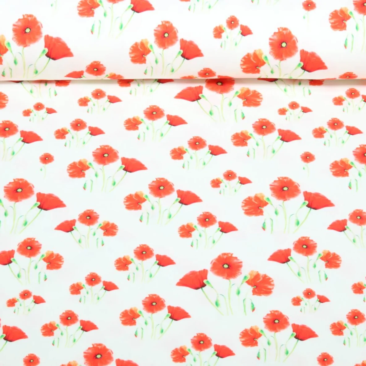 Jersey Digitaldruck Mohnblumen Ecru