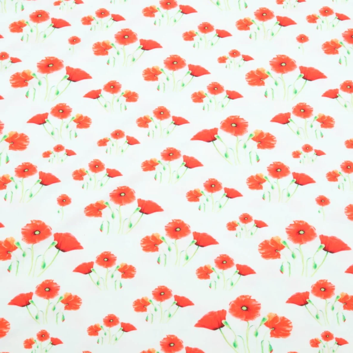 Jersey Digitaldruck Mohnblumen Ecru