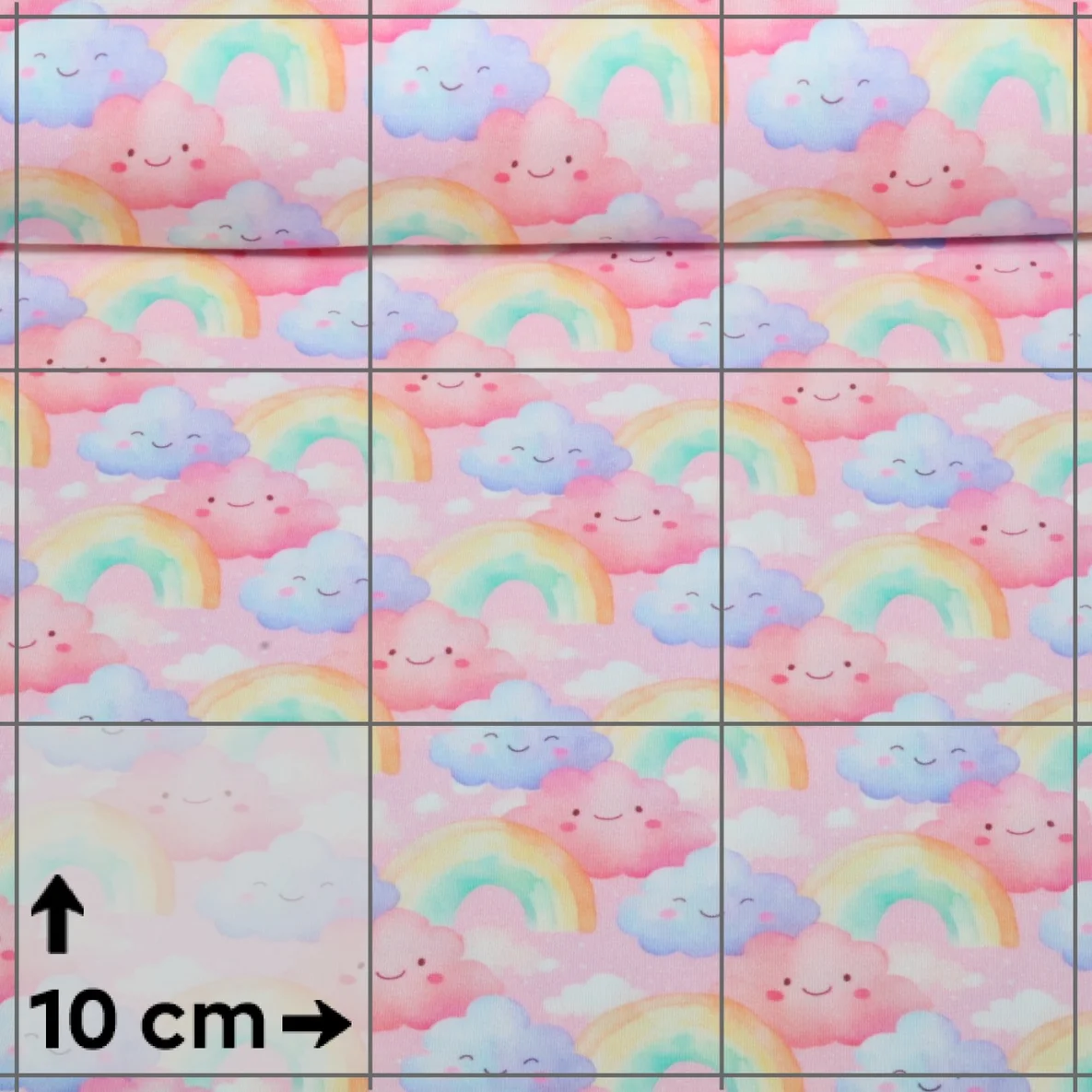 Jersey Digitaldruck Wolken Regenbögen Rosa