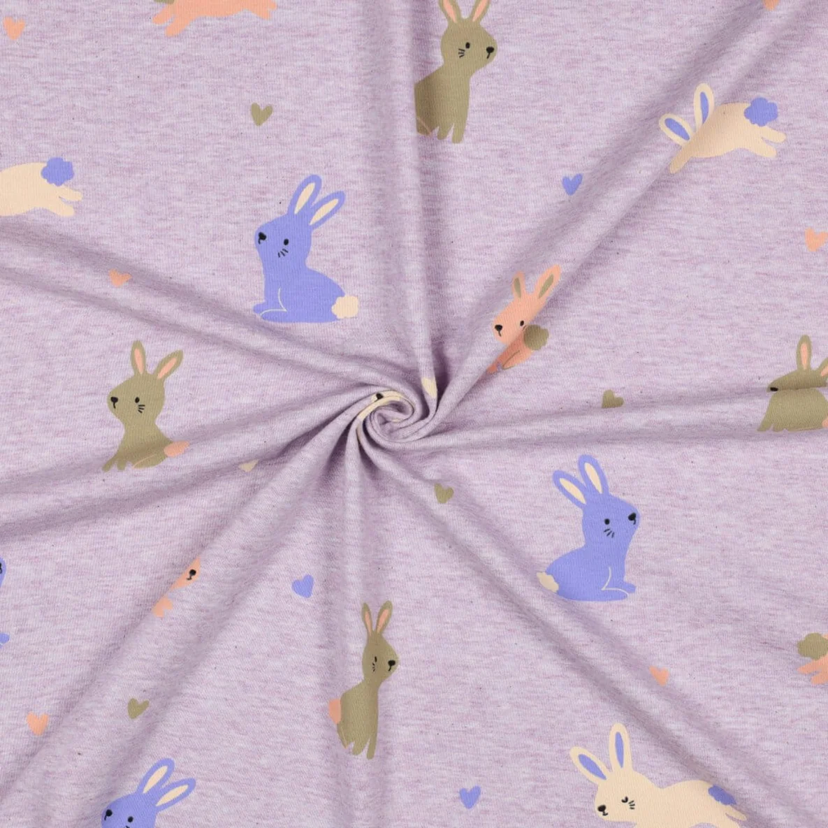 Jersey Hasen Herzen Lila Melange