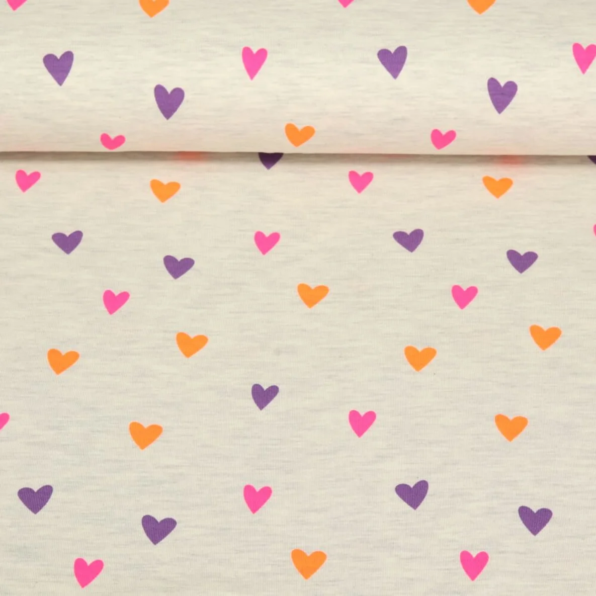 Jersey Herzen Ecru Melange