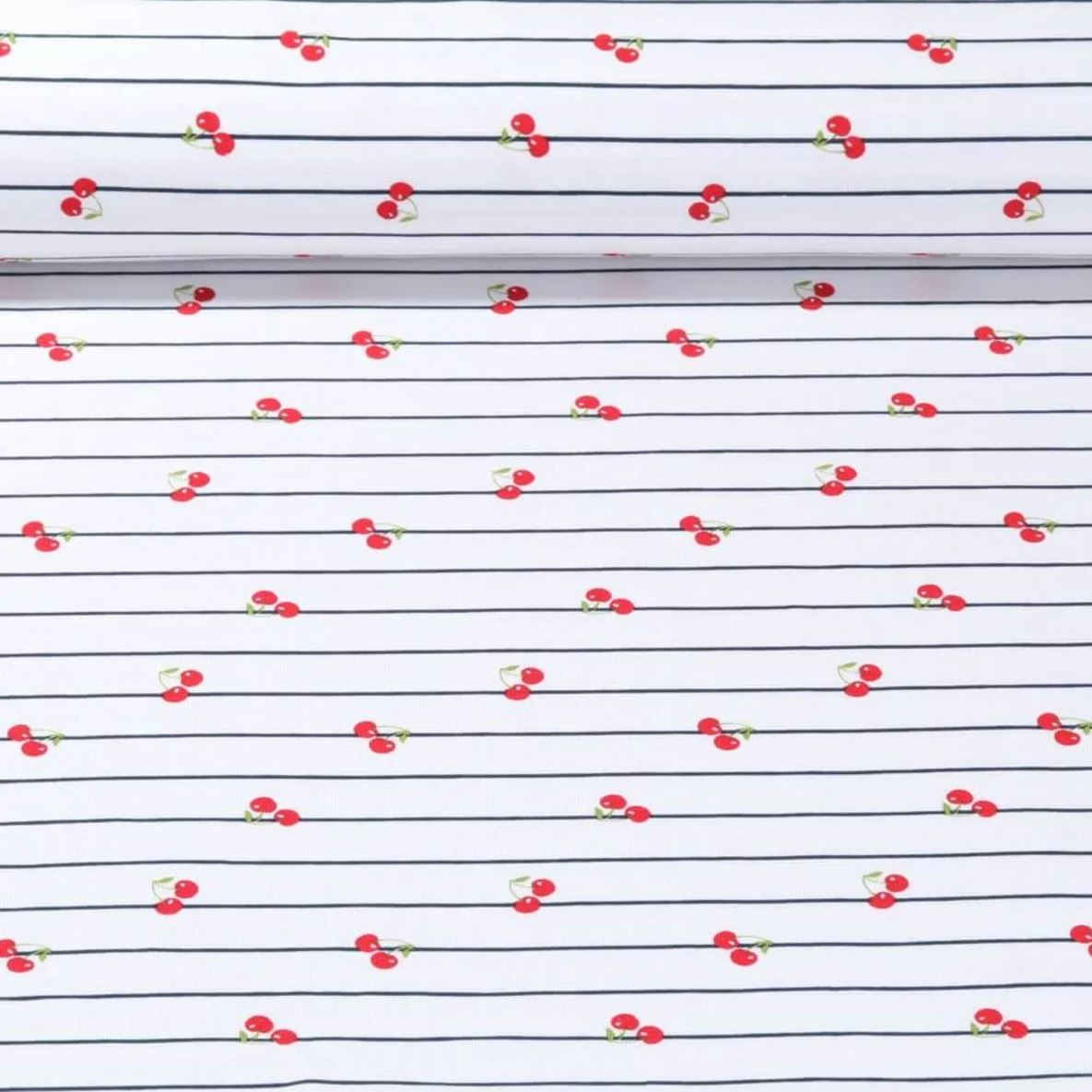 Jersey Kirschen Gestreift Weiß
