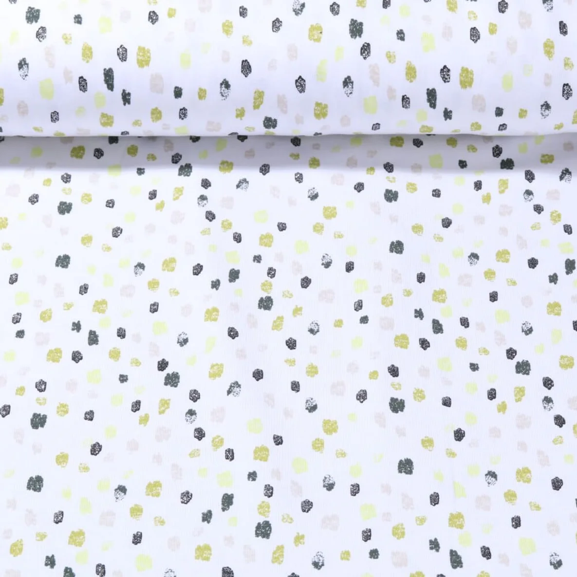 Jersey Kleckse Glitzer Weiß Grün