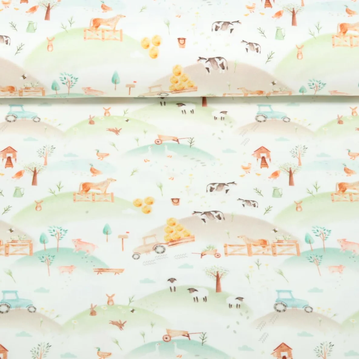 Jersey Little Jax Digitaldruck Auf Der Farm Ecru