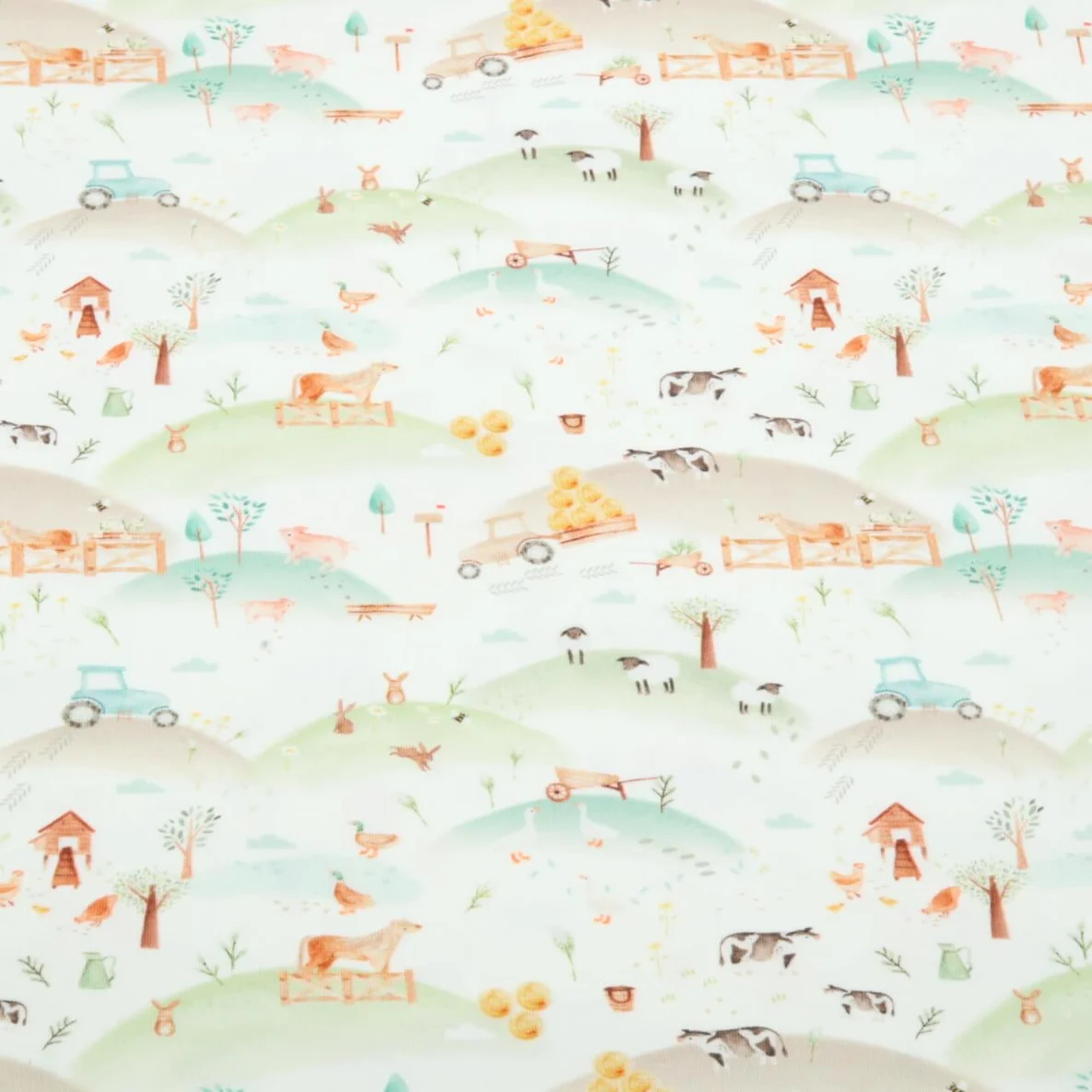 Jersey Little Jax Digitaldruck Auf Der Farm Ecru