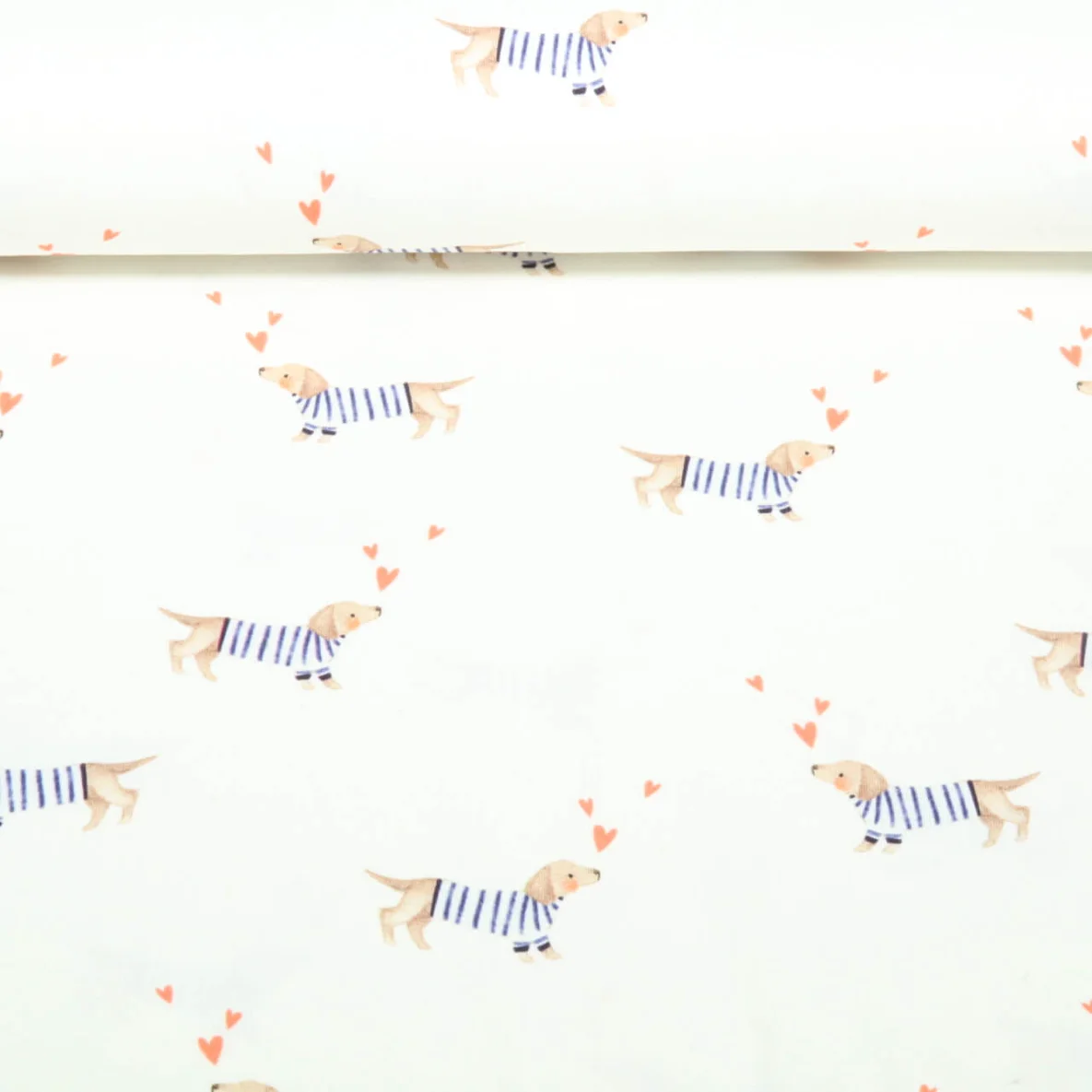 Jersey Little Jax Digitaldruck Dackel Ecru