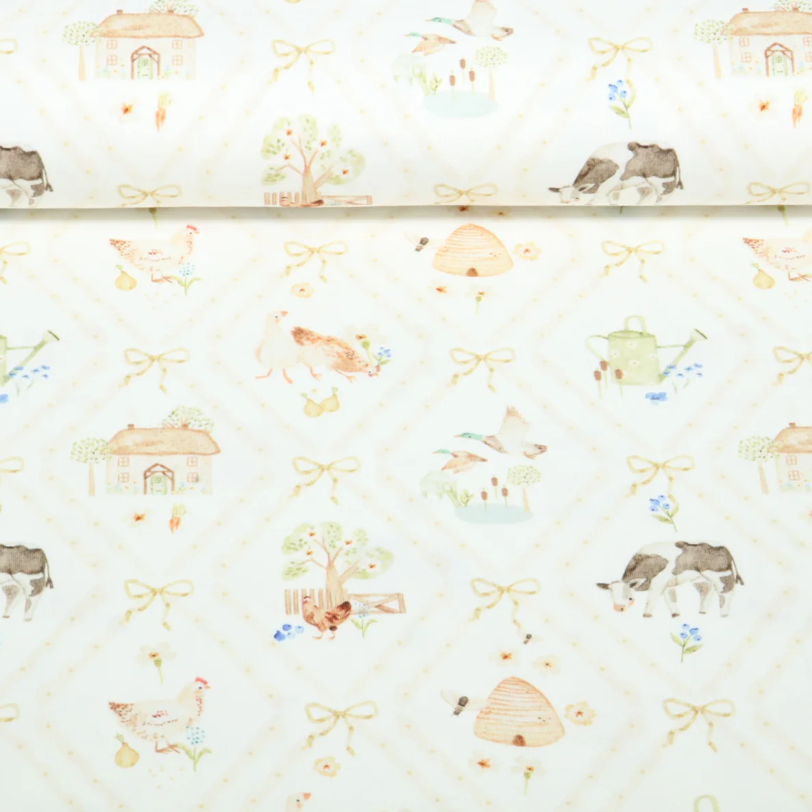 Jersey Little Jax Digitaldruck Kleine Farm Ecru