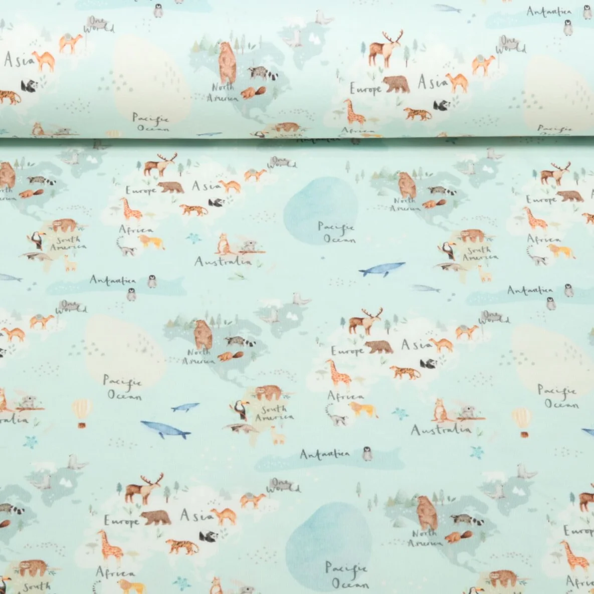 Jersey Little Jax Digitaldruck Kontinente Tiere Mint