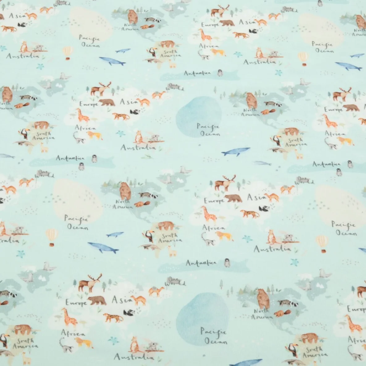 Jersey Little Jax Digitaldruck Kontinente Tiere Mint