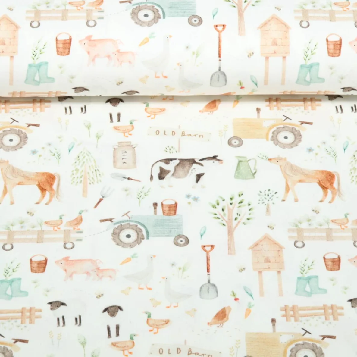 Jersey Little Jax Digitaldruck Kühe Und Pferde Ecru