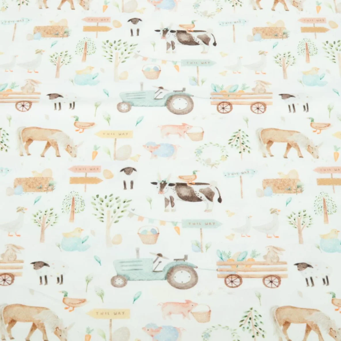 Jersey Little Jax Digitaldruck Ostern Auf Der Farm Ecru