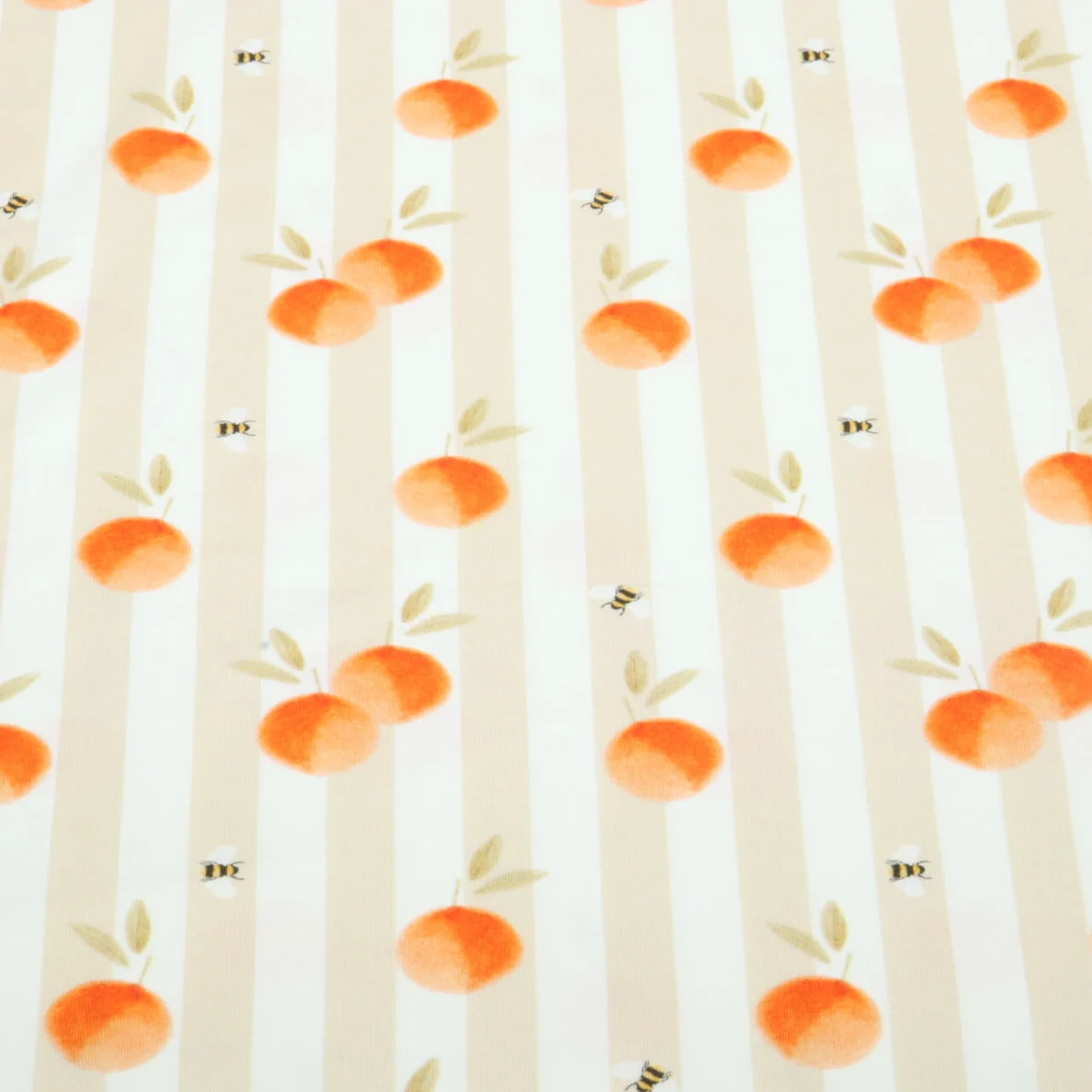 Jersey Little Jax Digitaldruck Pfirsiche mit Hummeln Beige