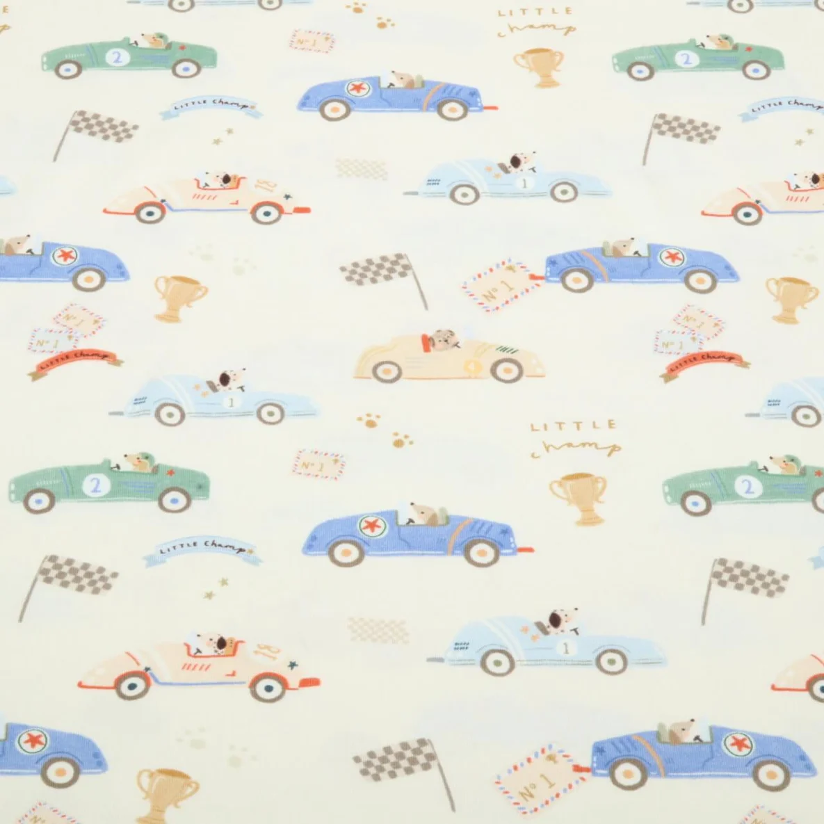 Jersey Little Jax Digitaldruck Tierisches Autorennen Beige