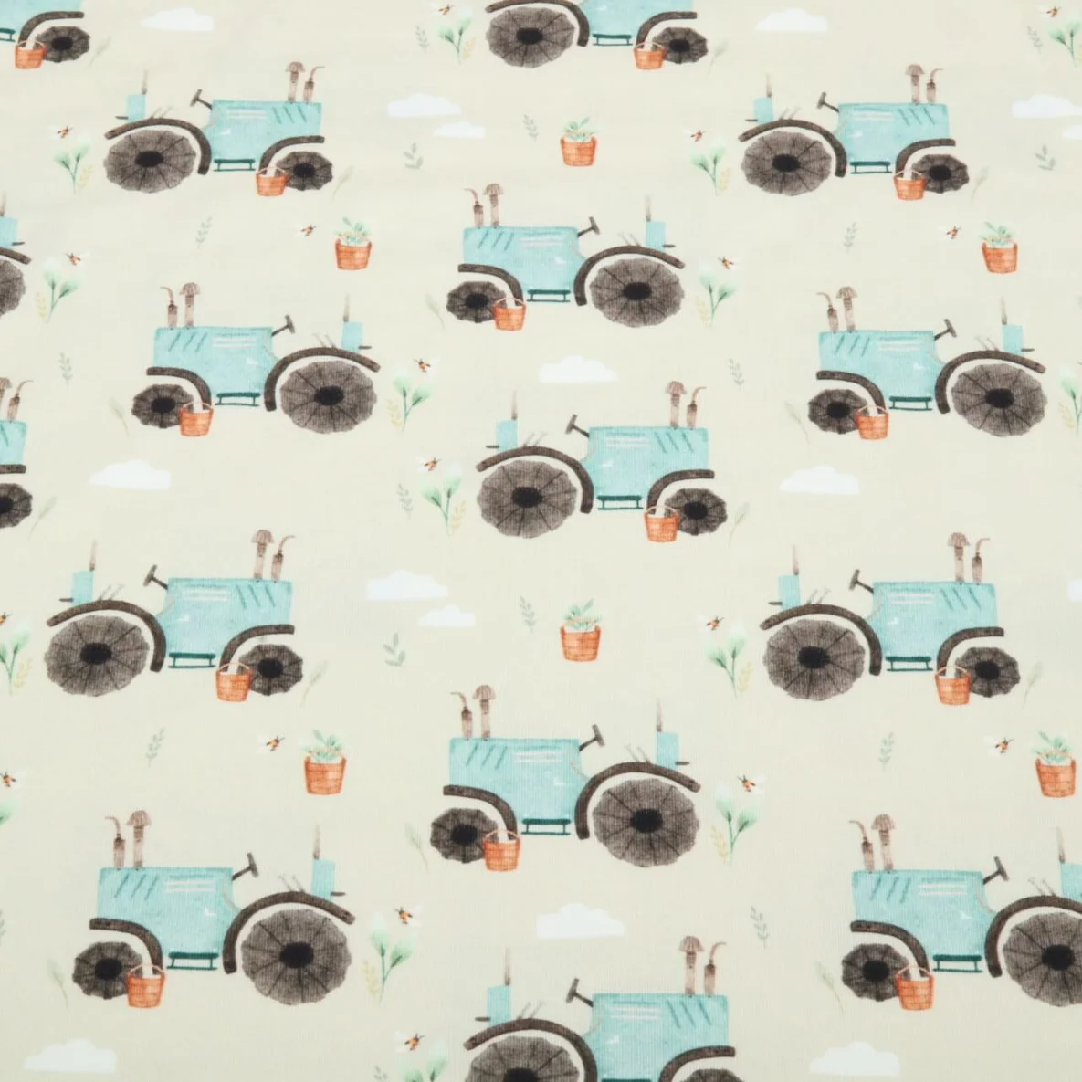 Jersey Little Jax Digitaldruck Traktor Oldtimer Beige